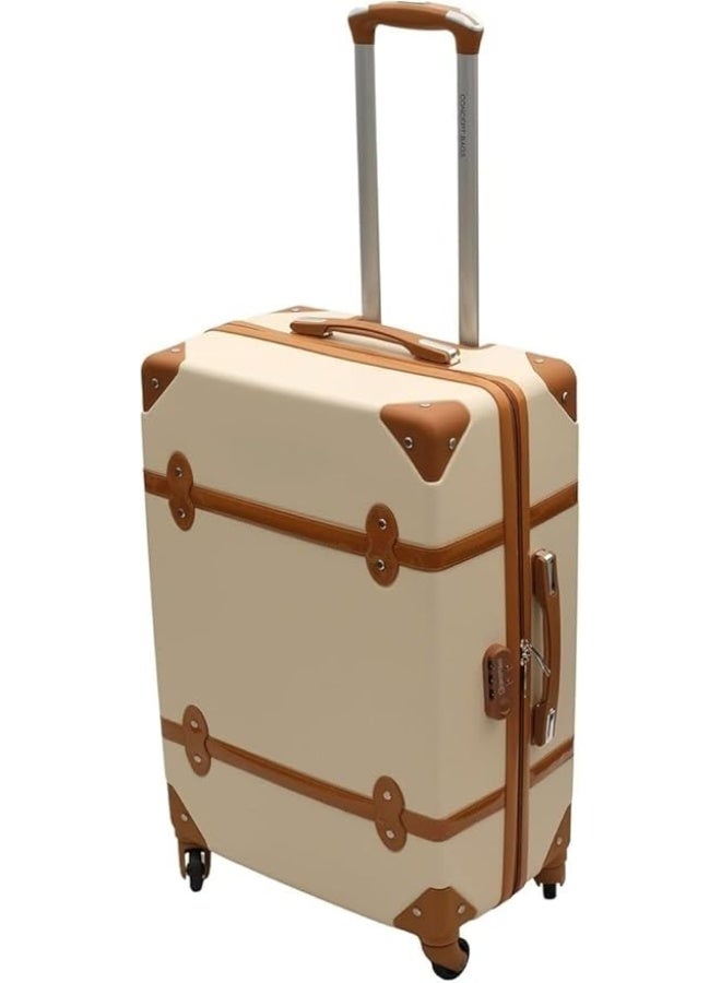 Concept Bags 24-Inch Hardshell Travel Trolley Luggage, Lightweight Medium Suitcase with 360° Spinner Wheels & Secure Combination Lock, Beige - Image 3